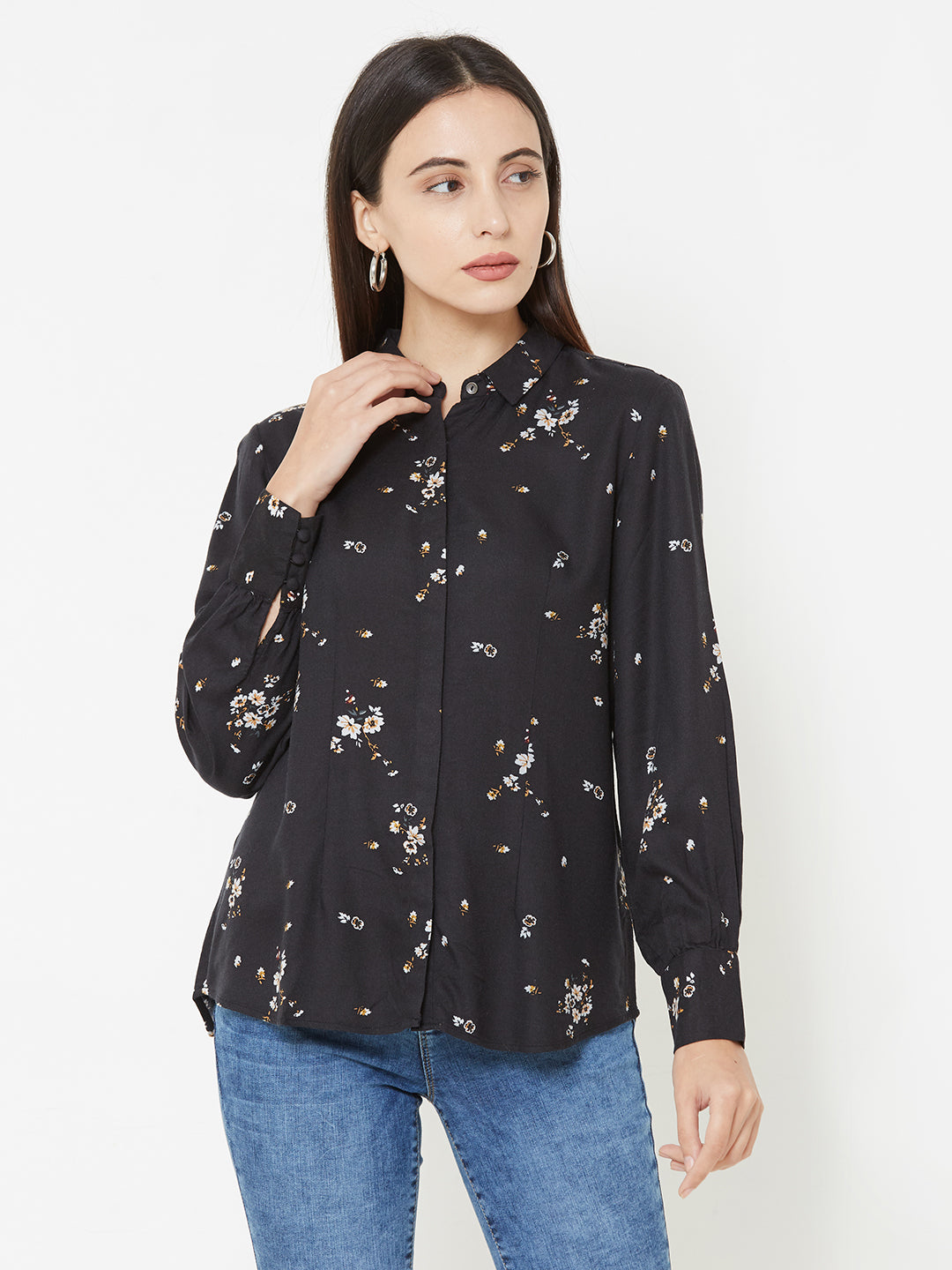 Women Black Slim Shirt