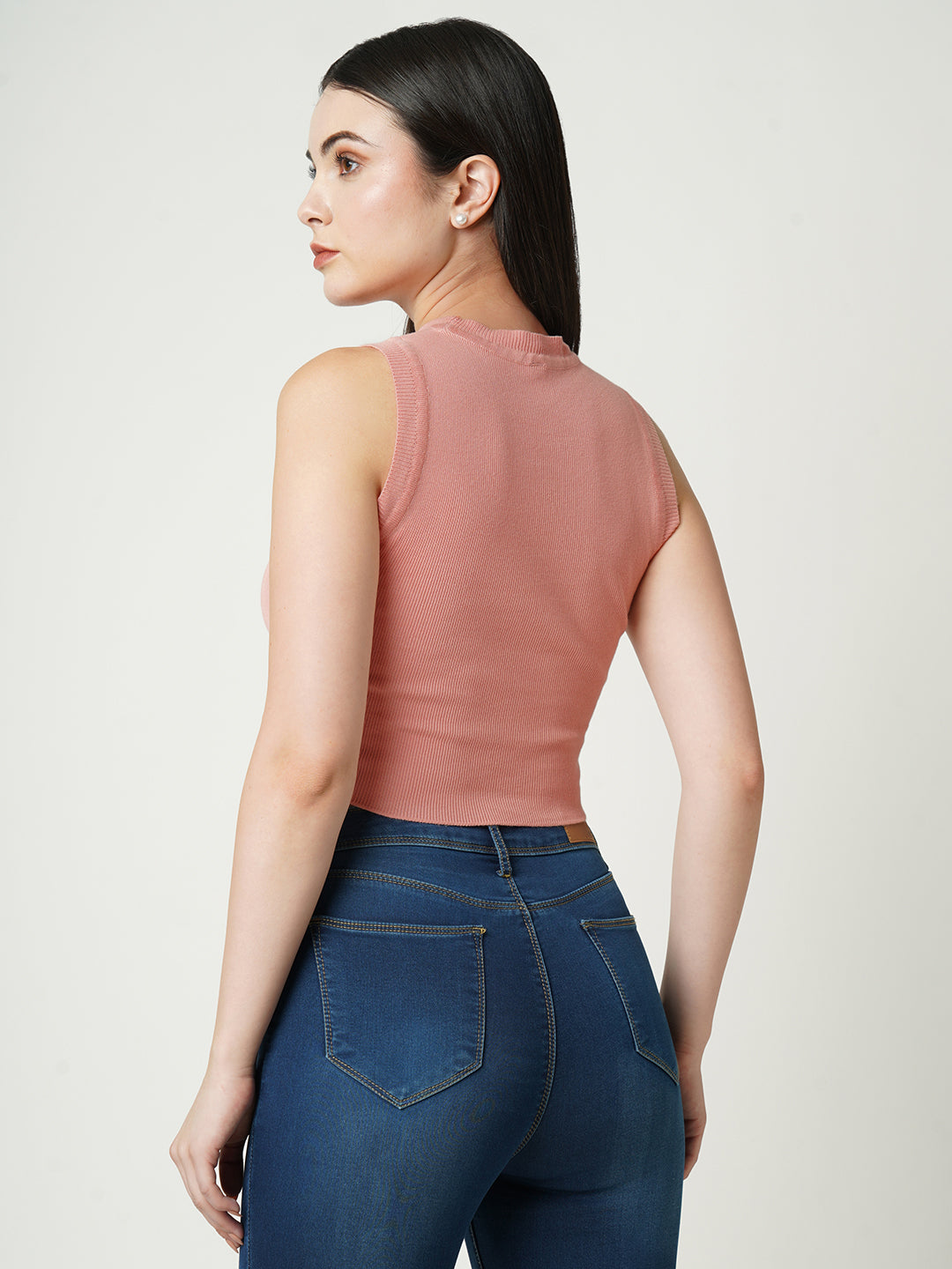 Women Peach Flat Knit Top