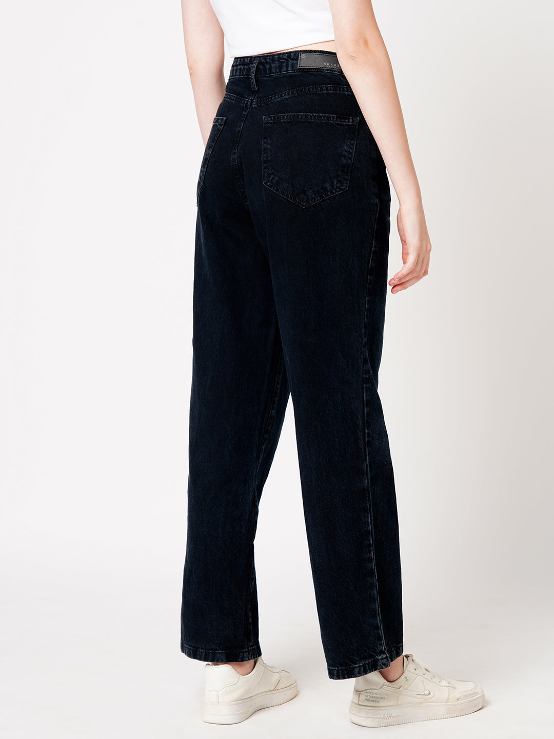 Women Charcoal Black High-Rise Wide Leg Jeans