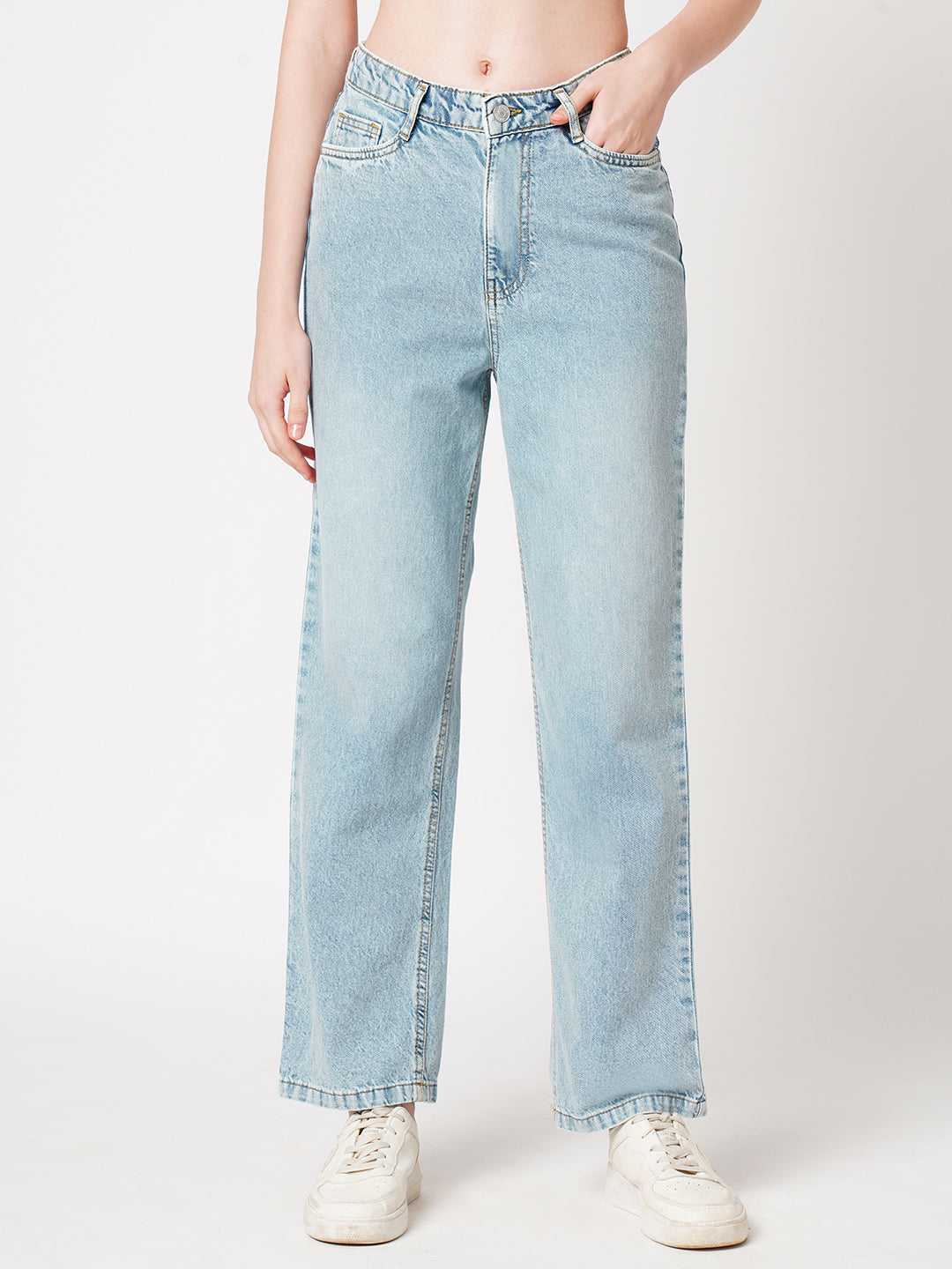 Women High-Rise Loose Straight Jeans