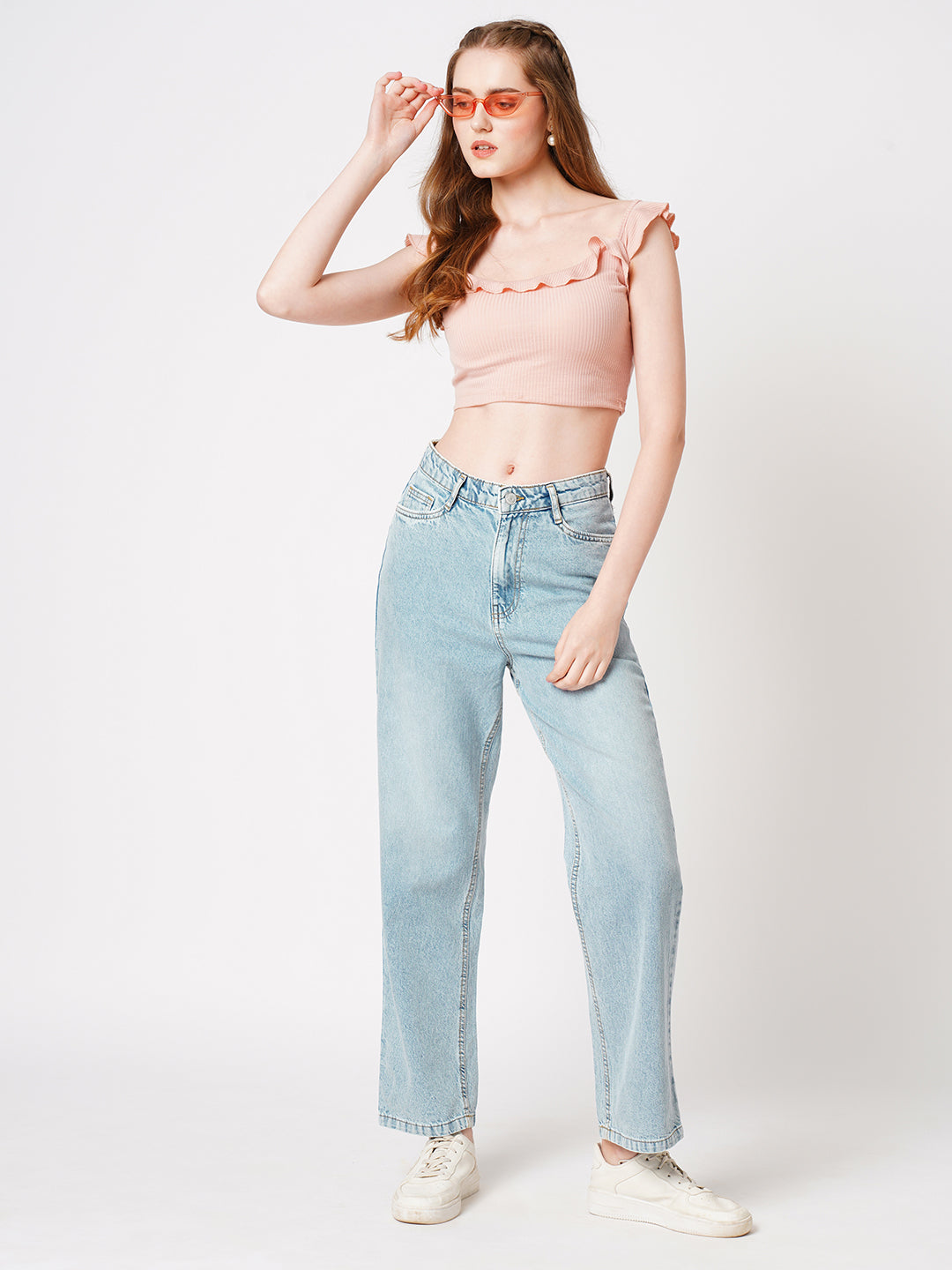Women High-Rise Loose Straight Jeans