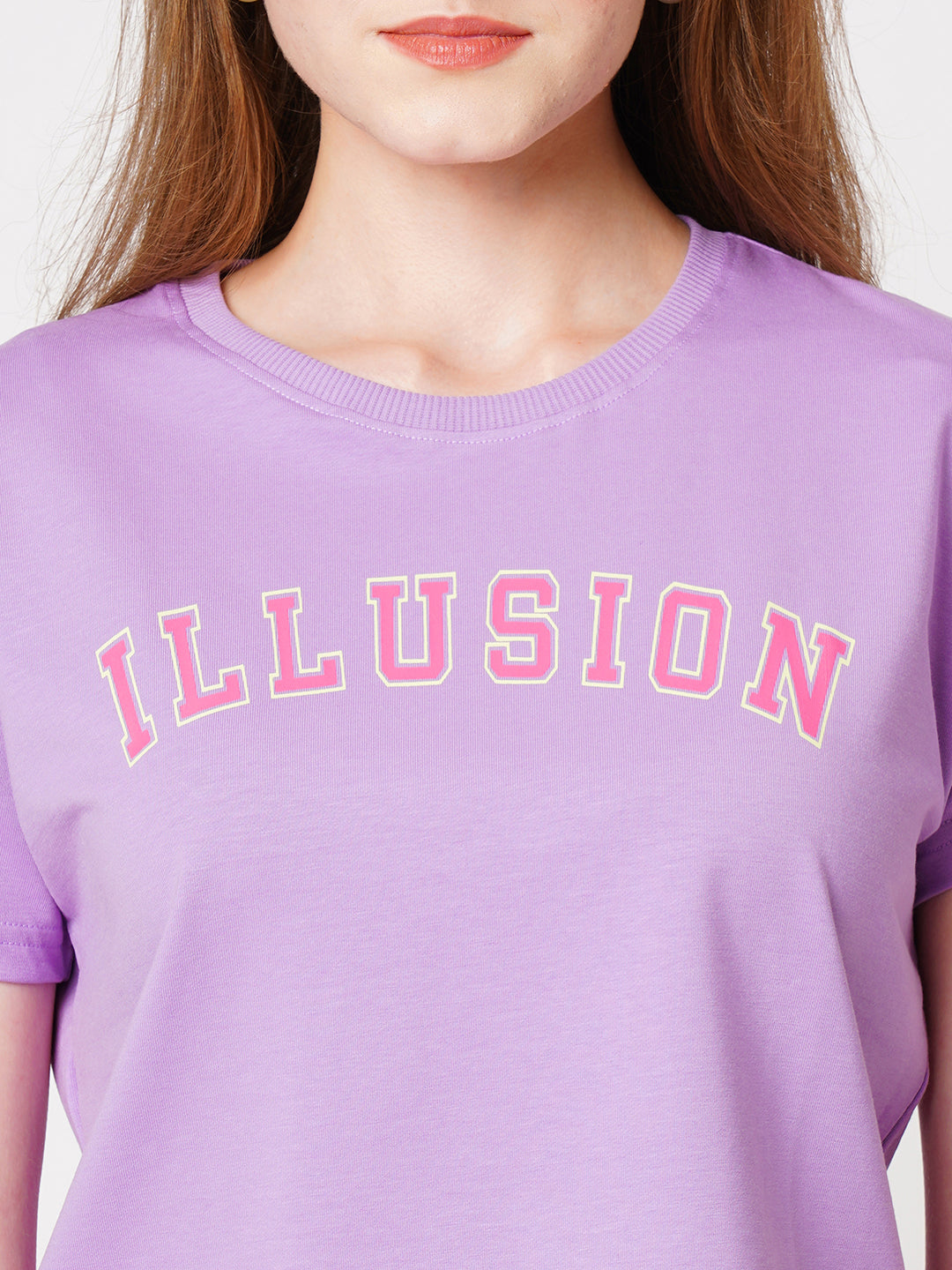 Women Slim Fit Lilac Printed Athleisure Top