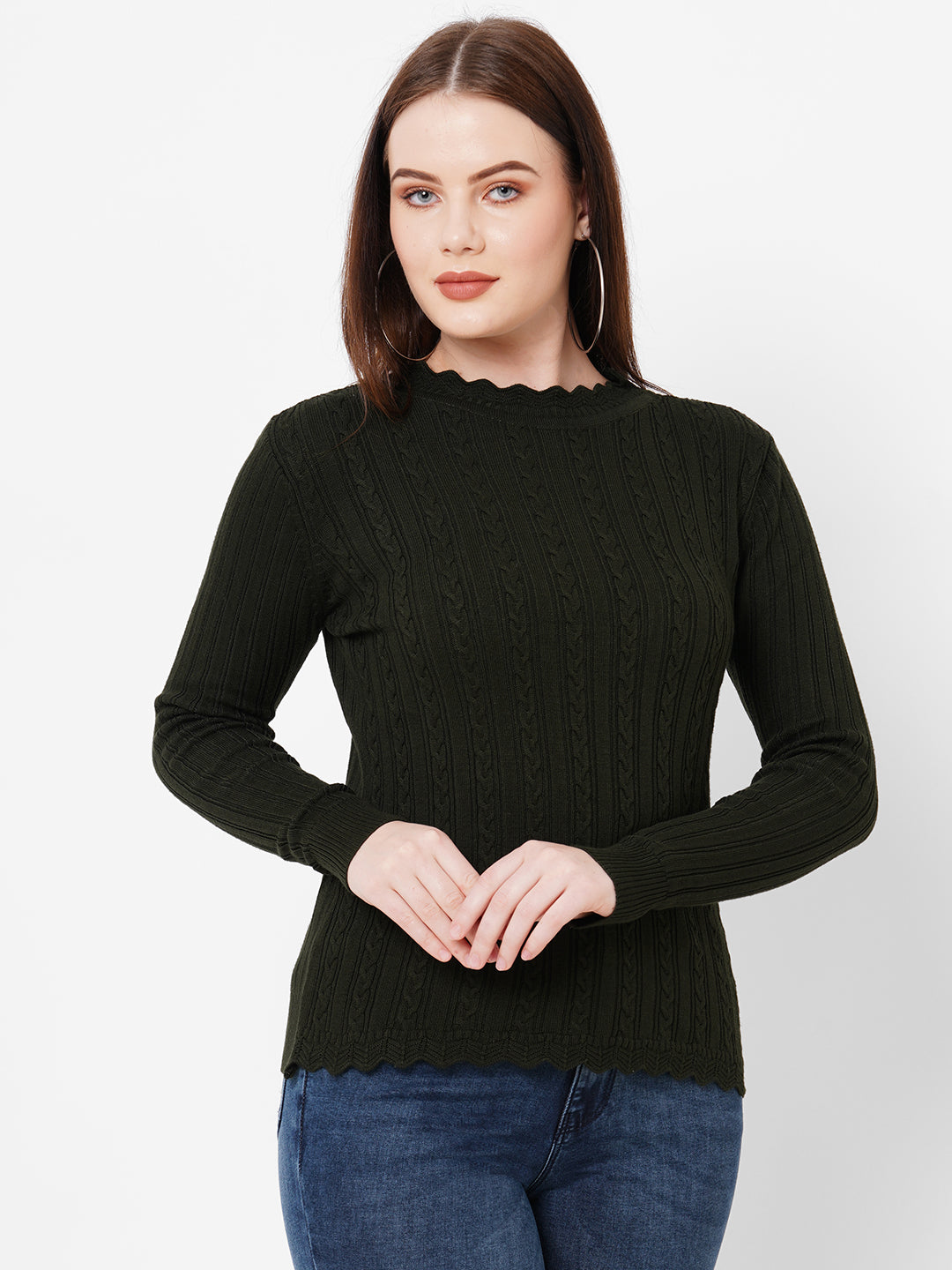 Women Olive Sweaters