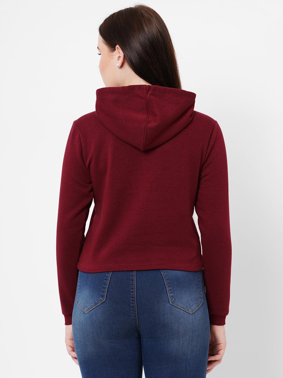 Women Maroon Printed Sweatshirt