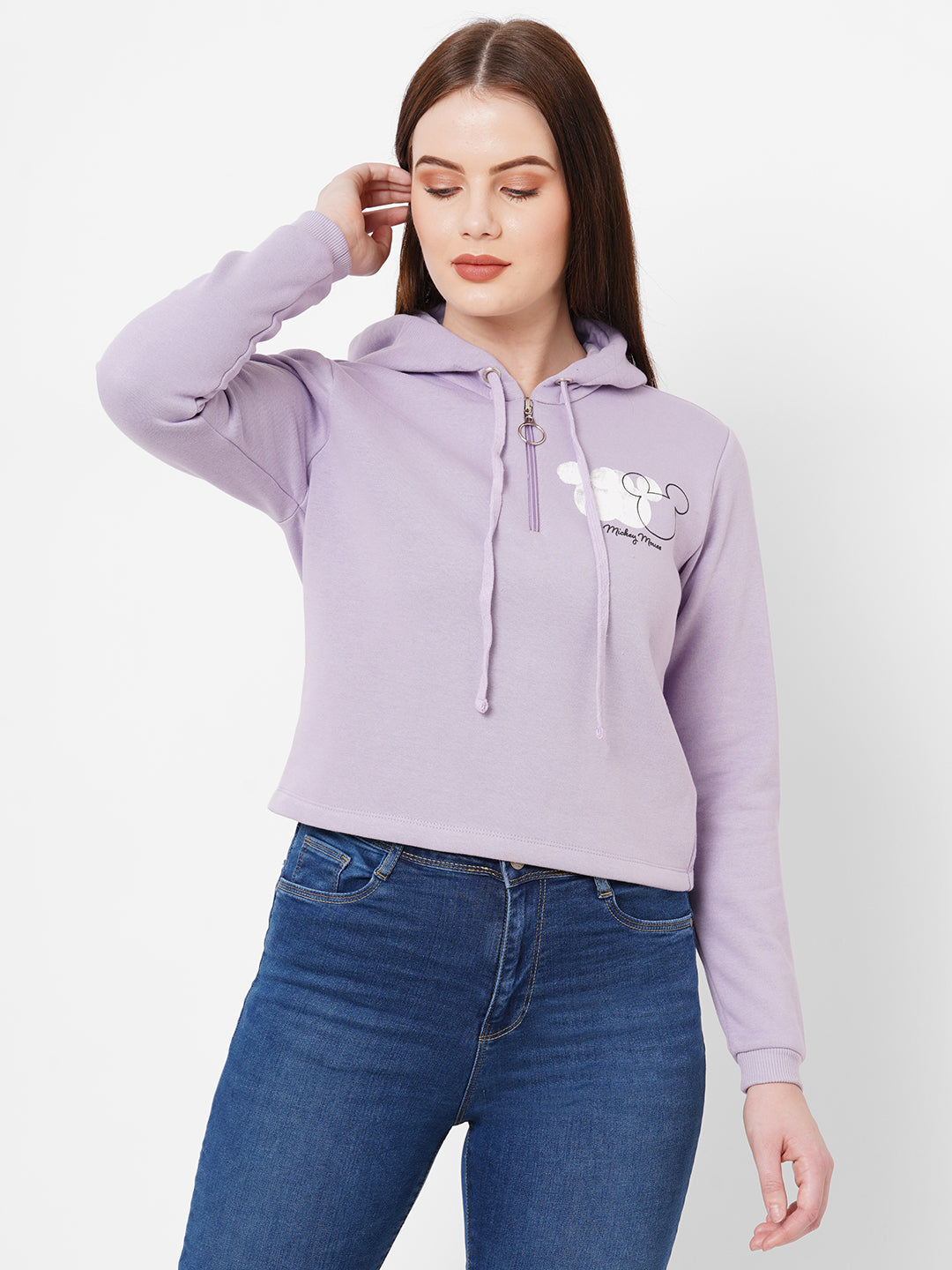 Women Lilac Printed Sweatshirt