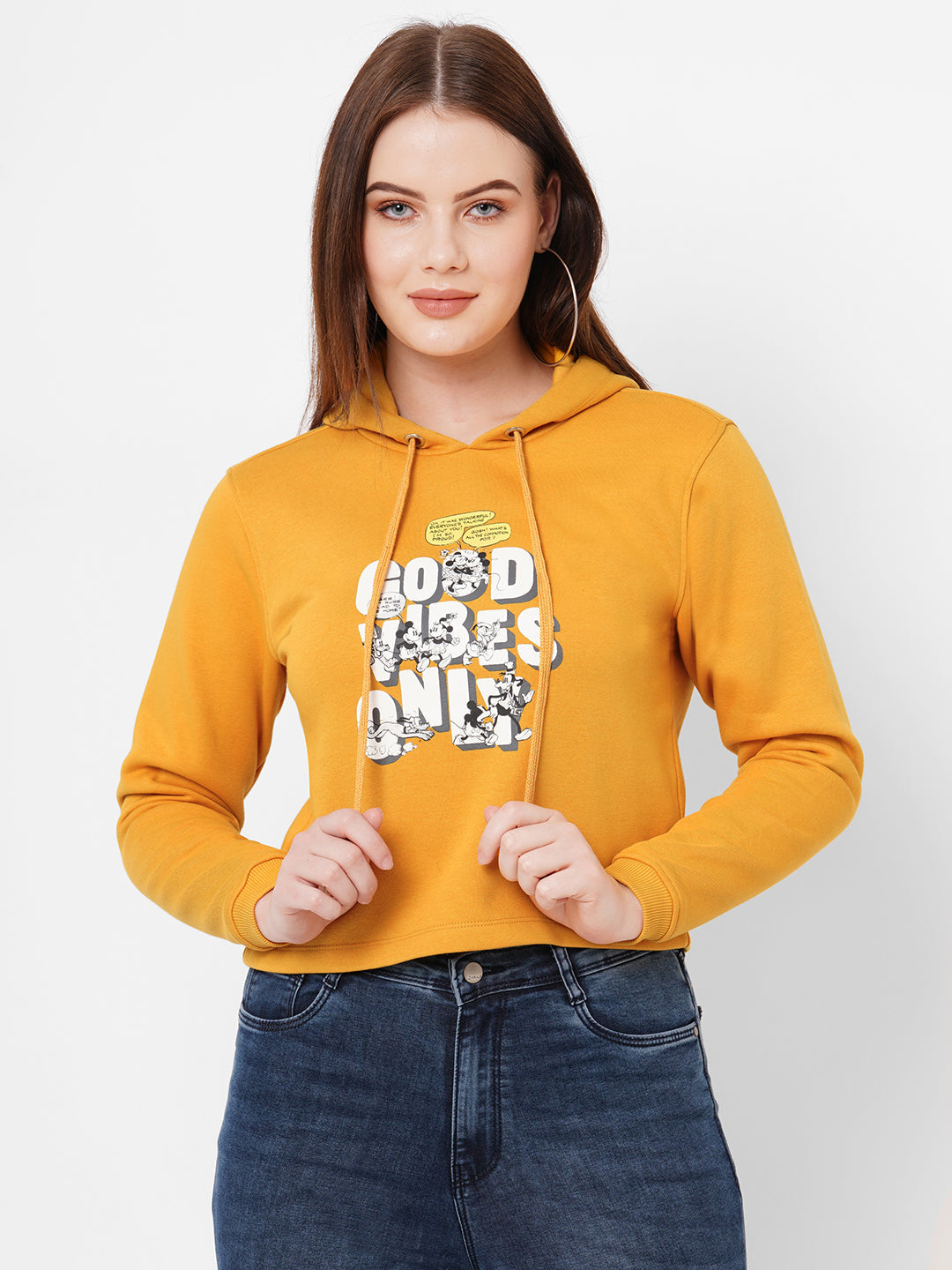 Women Mustard Graphic Sweatshirt