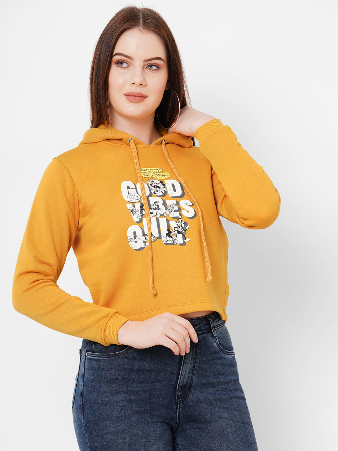 Women Mustard Graphic Sweatshirt