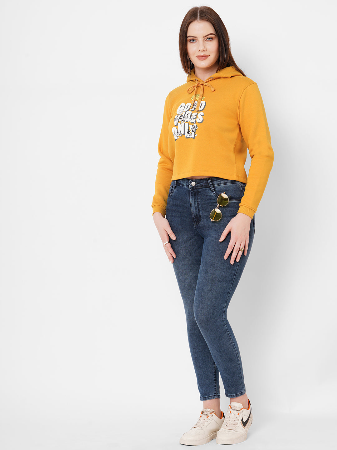 Women Mustard Graphic Sweatshirt