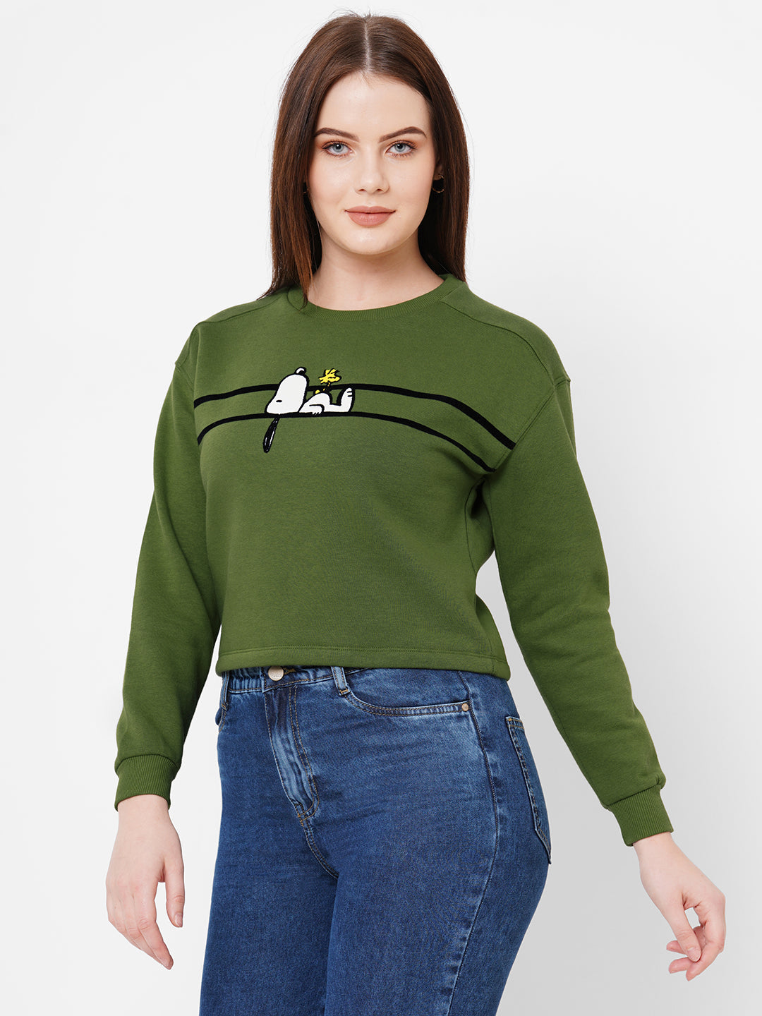 Women Jade Green Printed Sweatshirt