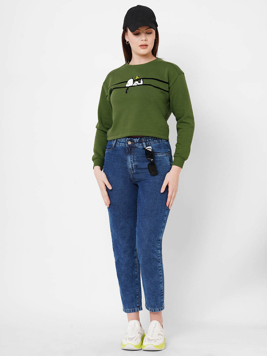 Women Jade Green Printed Sweatshirt