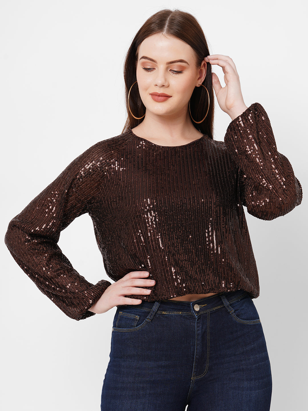 Women Brown Party Wear Top