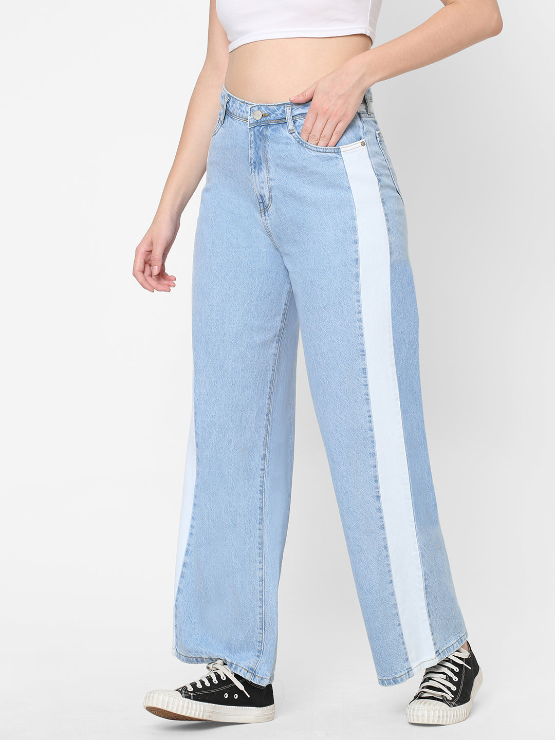 Women Blue High-Rise Wide Leg Jeans