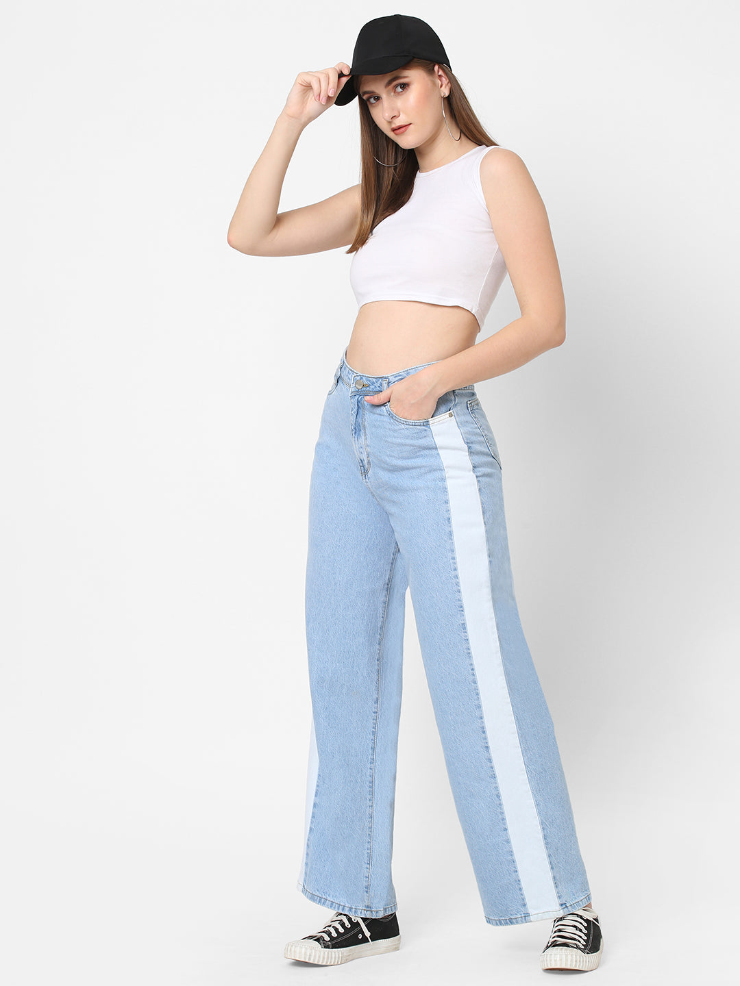 Women Blue High-Rise Wide Leg Jeans