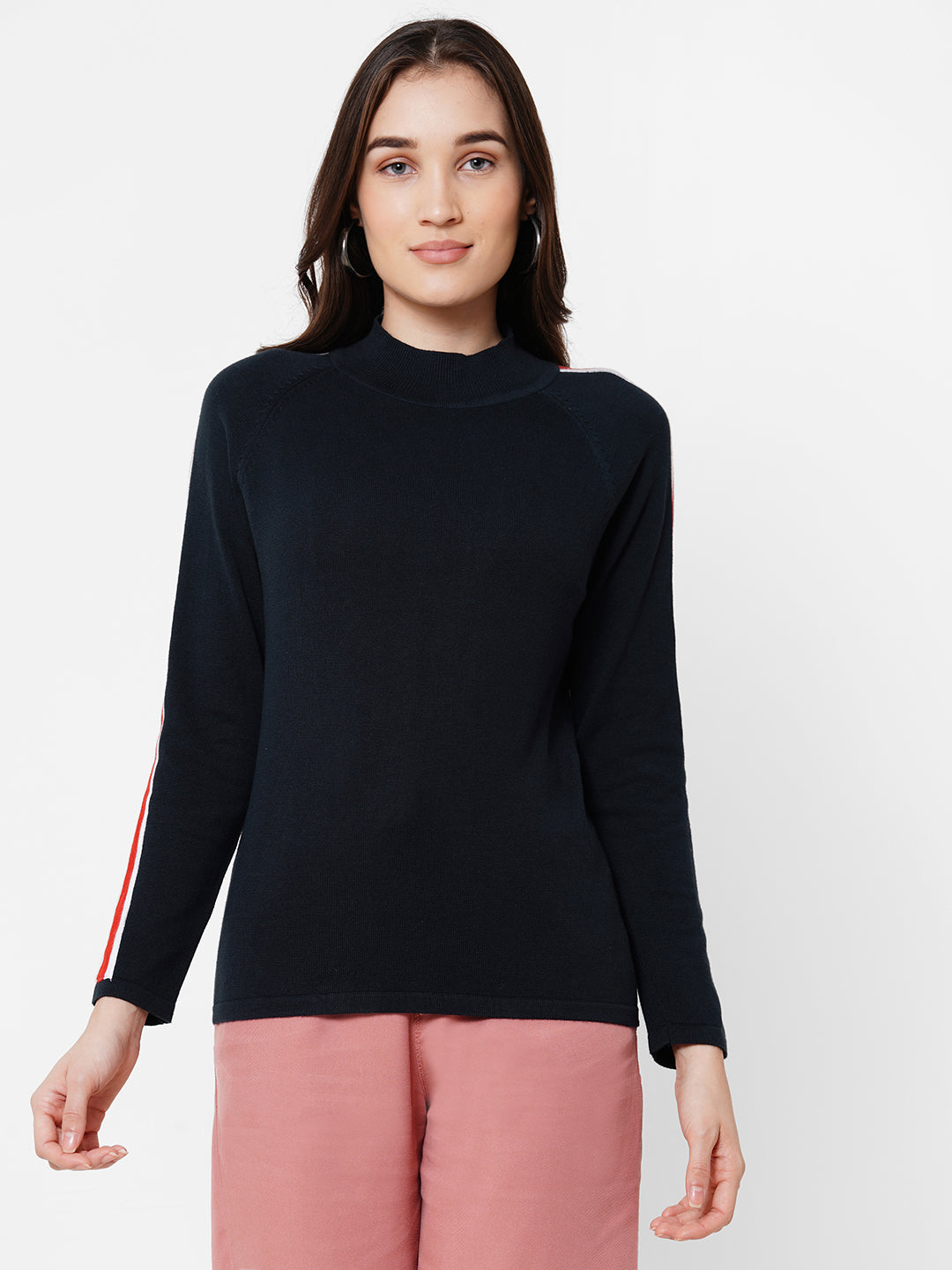 Women Navy Slim Top