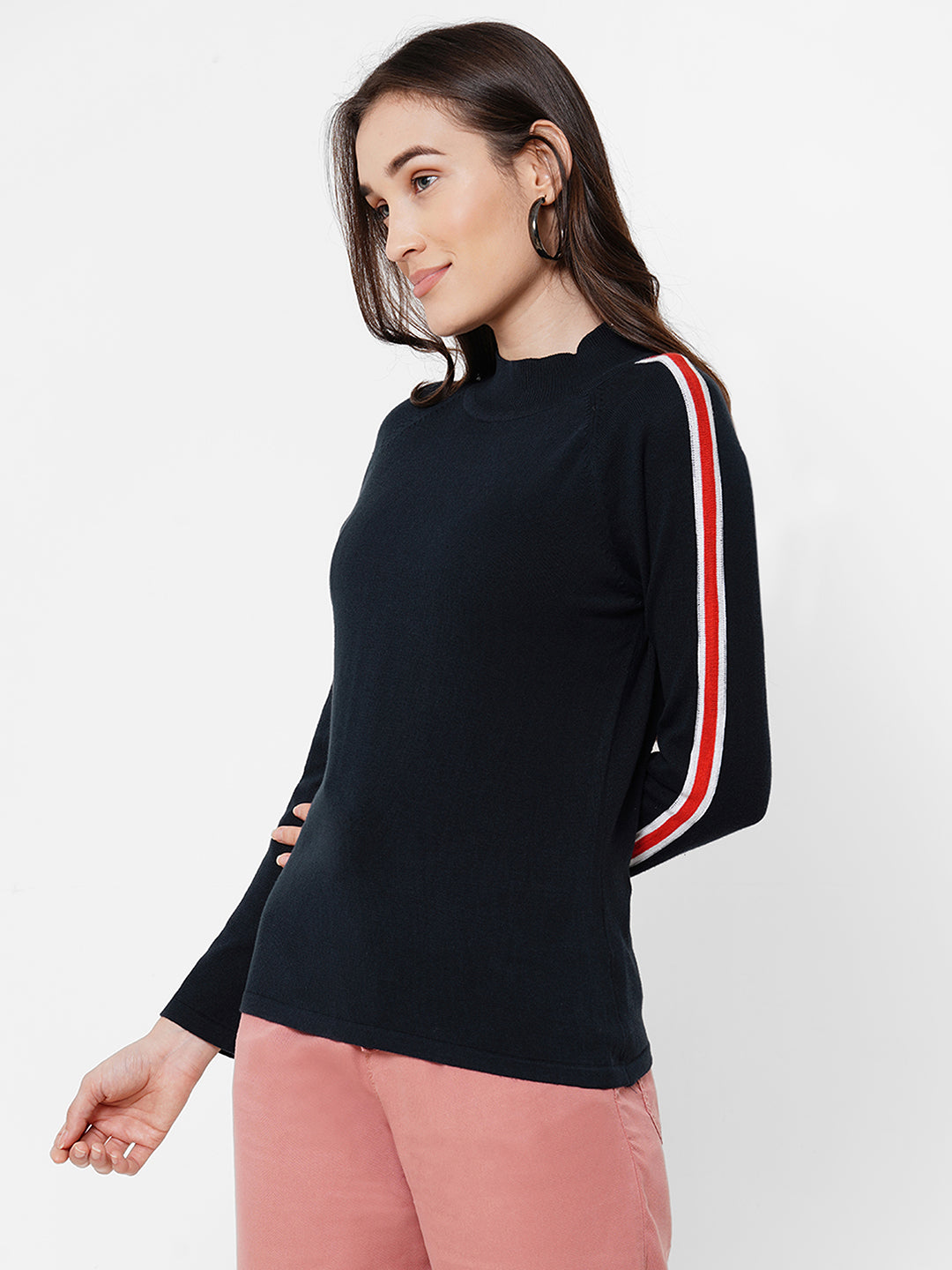 Women Navy Slim Top