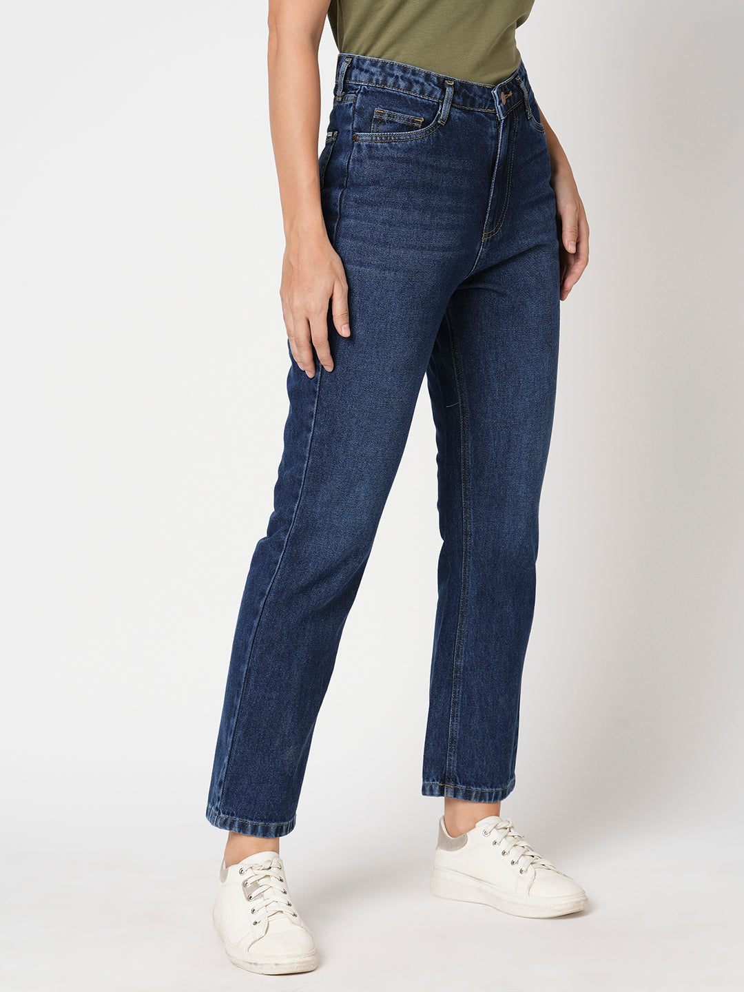 Women Blue High-Rise Relax Straight Fit Jeans