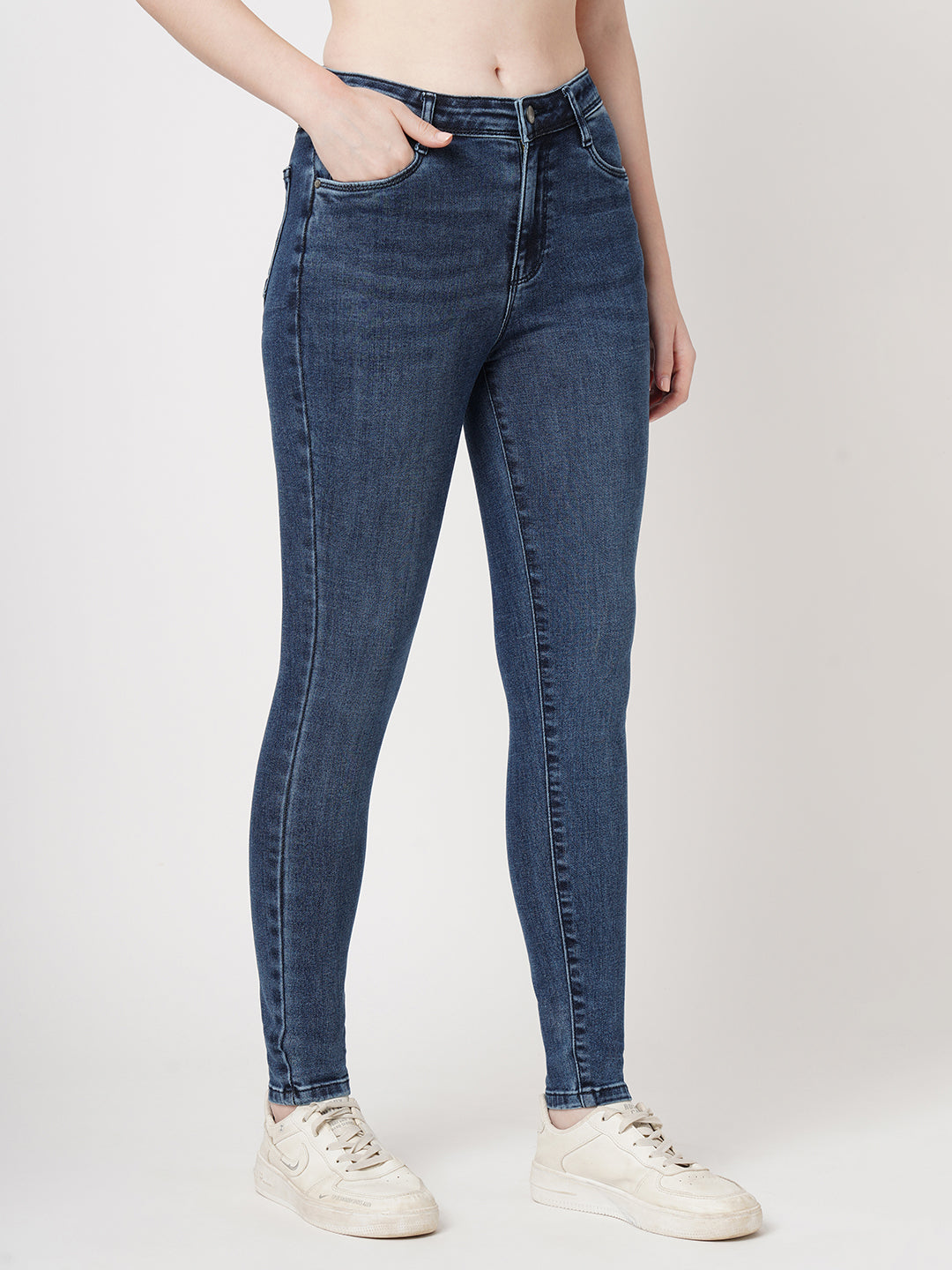 Women Blue High-Rise Skinny Jeans
