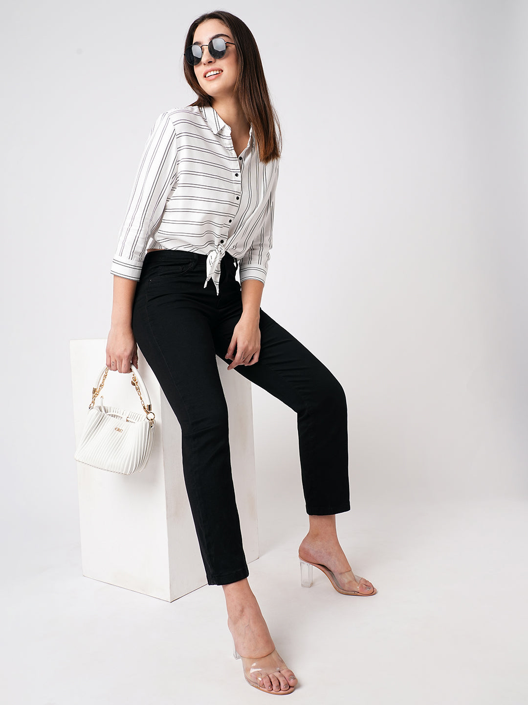 Women Black High-Rise Slim Straight Fit Jeans
