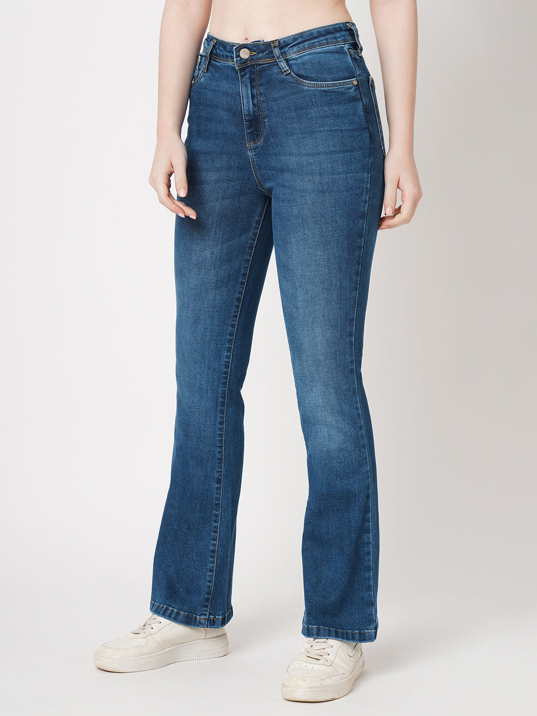 Women Blue High-Rise Flare Jeans