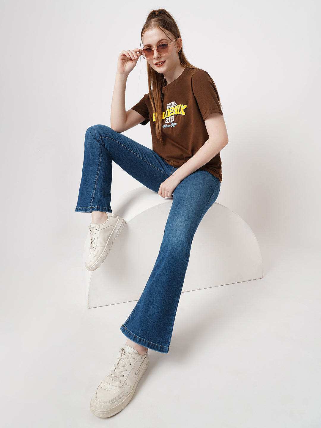Women Blue High-Rise Flare Jeans