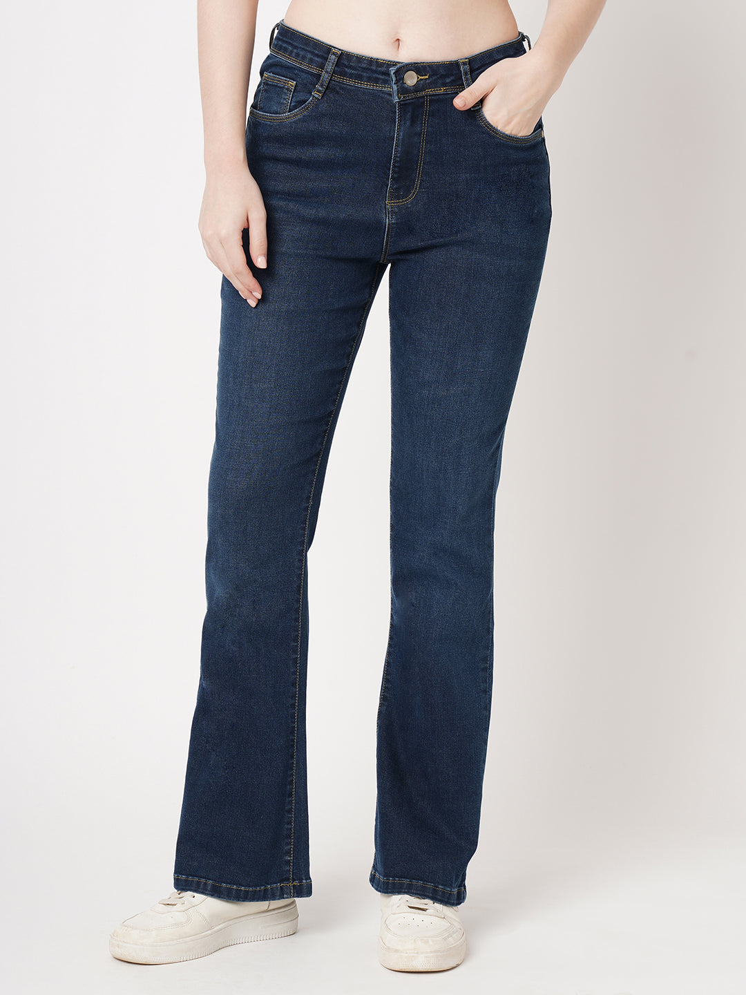 Women High-Rise Mini Flare Jeans