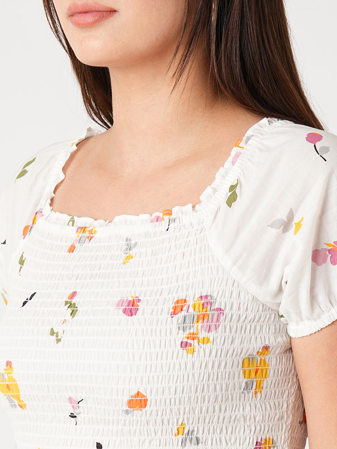 Women Off White Crop Top