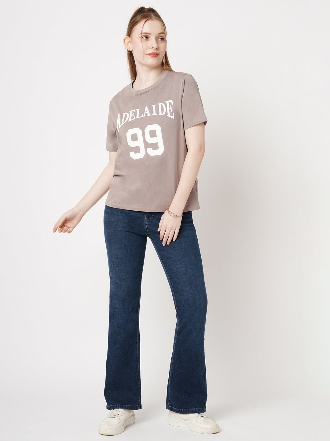 Women High-Rise Mini Flare Jeans