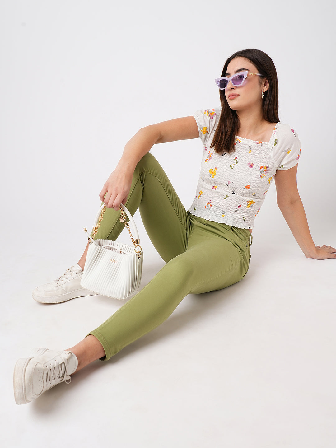 Women Olive High-Rise Skinny Jeans