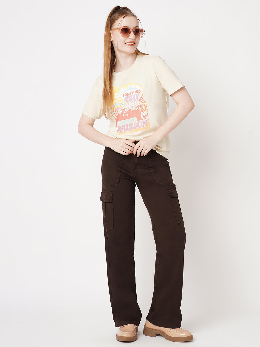 Women Sepia High-Rise Cargo
