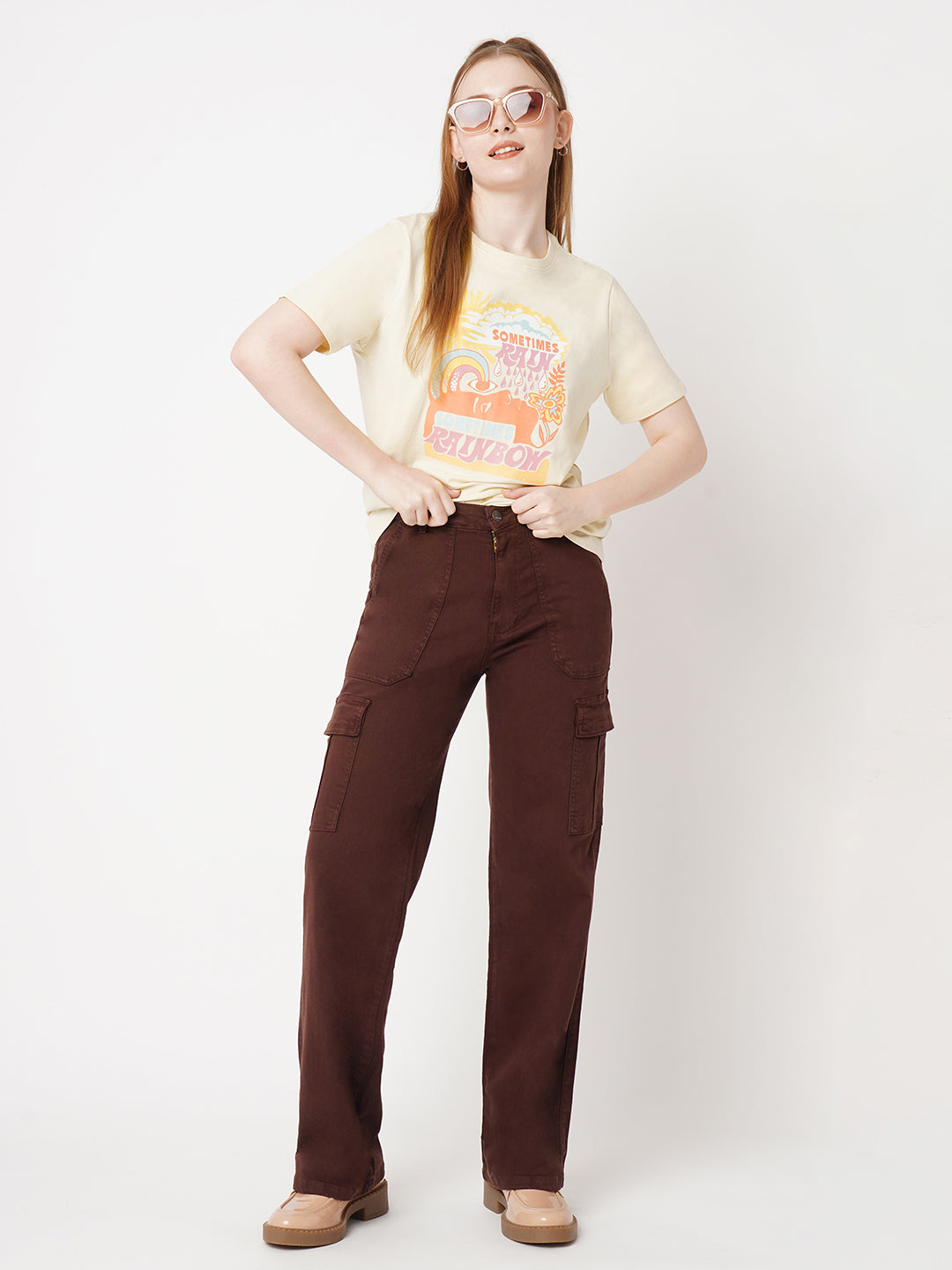 Women Cloud Cream Boxy Graphic Tees