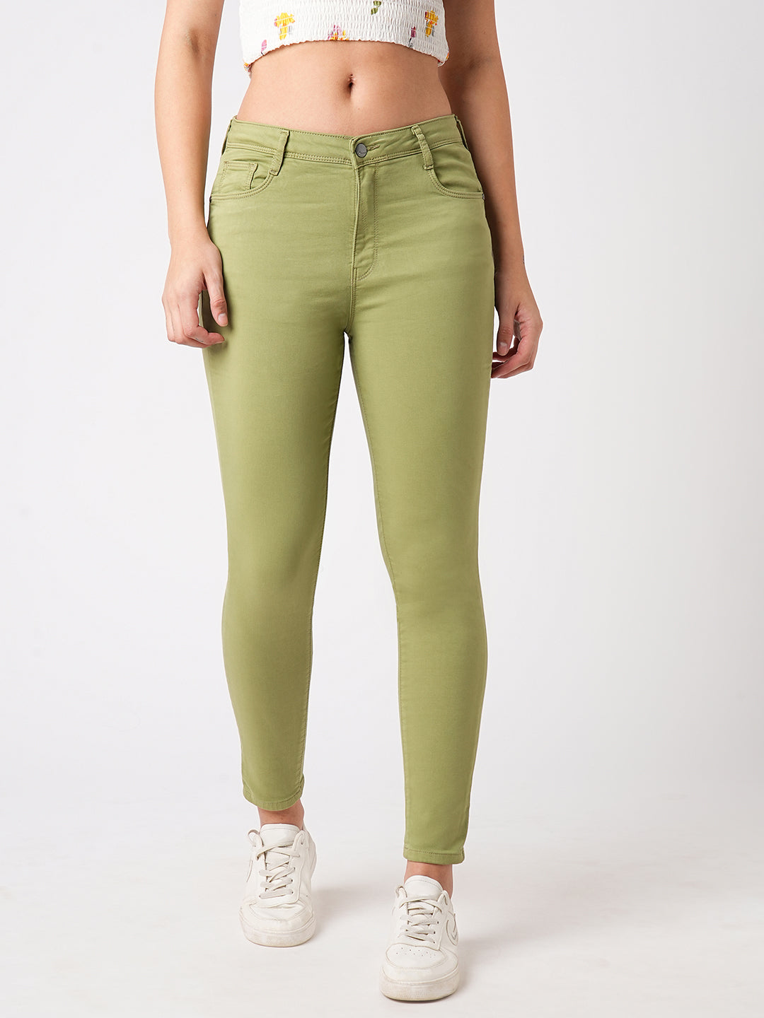 Women Olive High-Rise Skinny Jeans