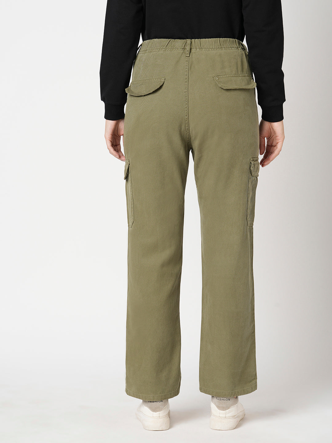 Women Olive Mid-Rise Cargo