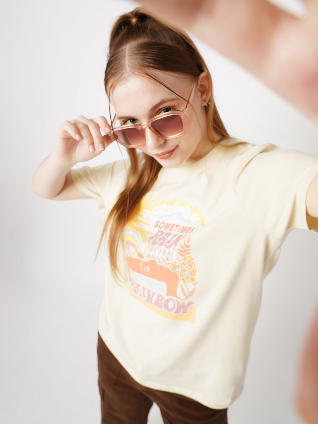 Women Cloud Cream Boxy Graphic Tees