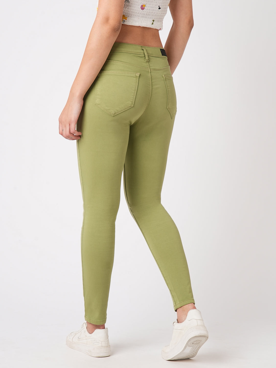 Women Olive High-Rise Skinny Jeans
