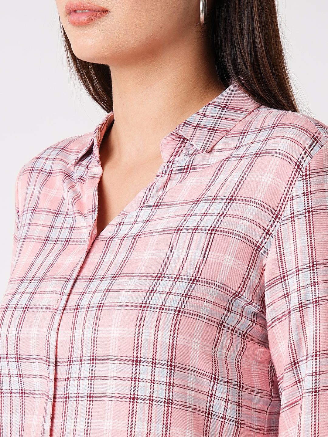 Women Pink Clay Checked Shirt