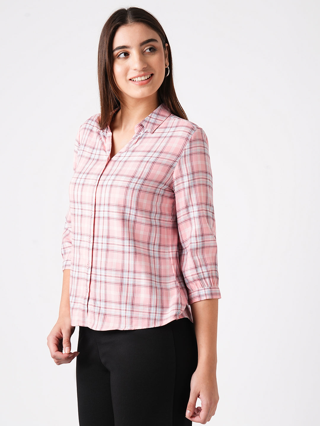 Women Pink Clay Checked Shirt