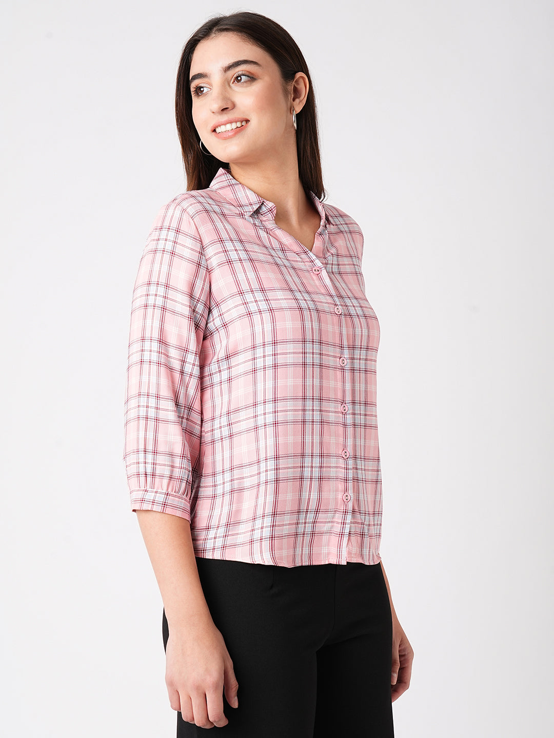 Women Pink Clay Checked Shirt