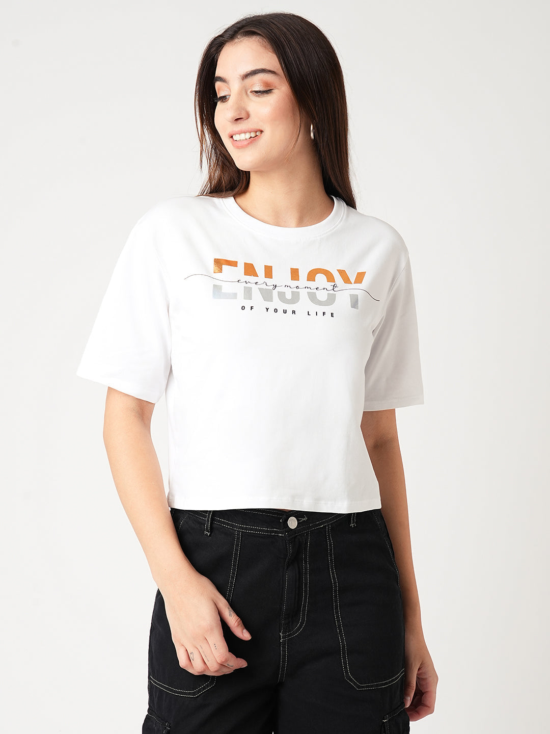Women White Graphic Tees