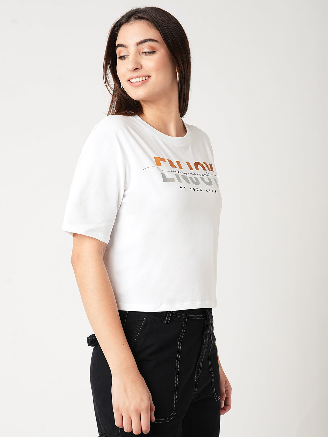 Women White Graphic Tees