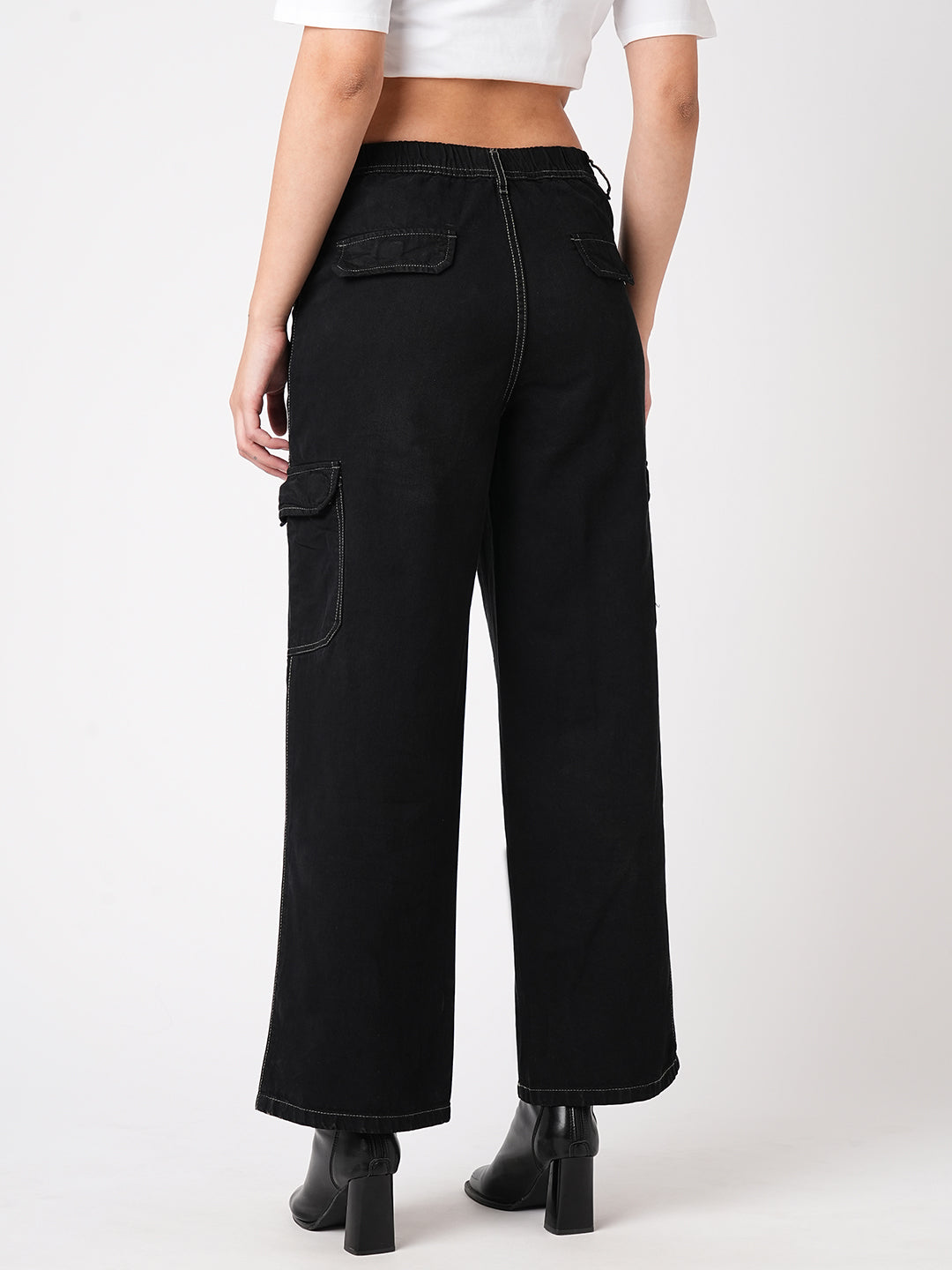 Women Black High-Rise Cargo