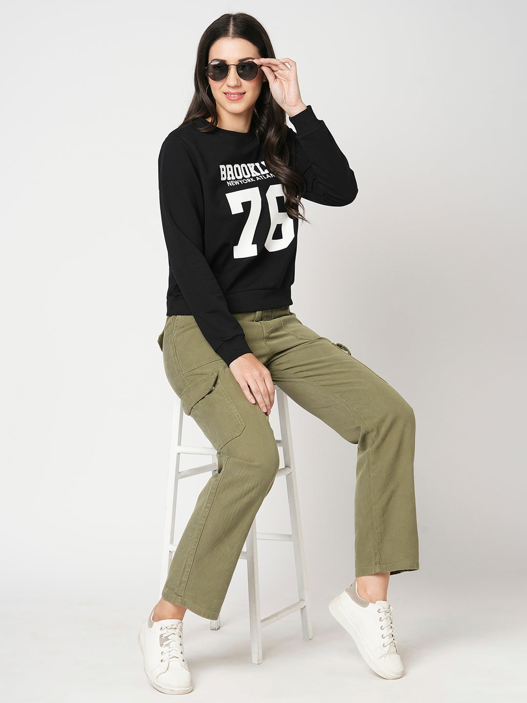 Women Olive Mid-Rise Cargo