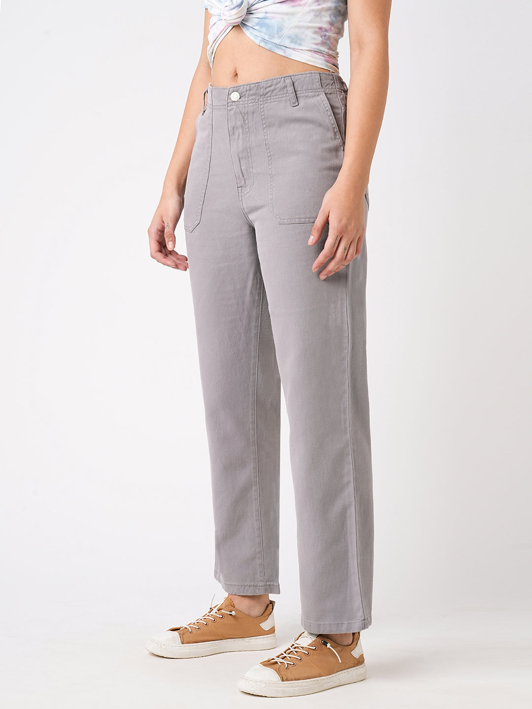 Women Grey High-Rise Loose Straight Fit Jeans