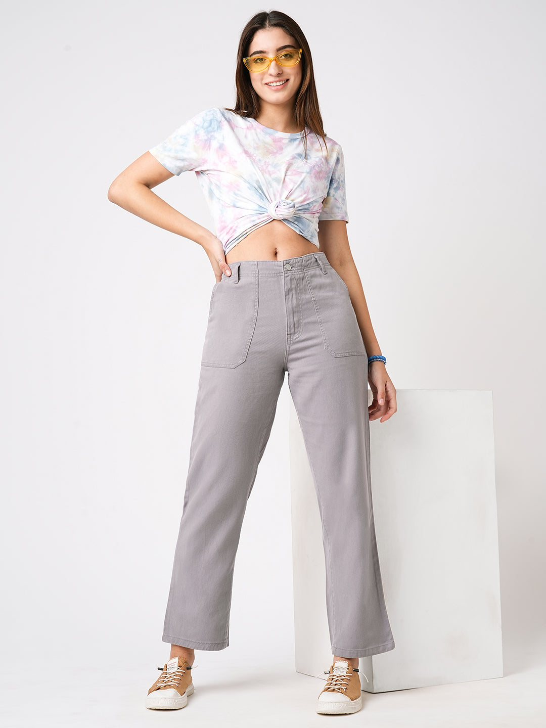 Women Grey High-Rise Loose Straight Fit Jeans