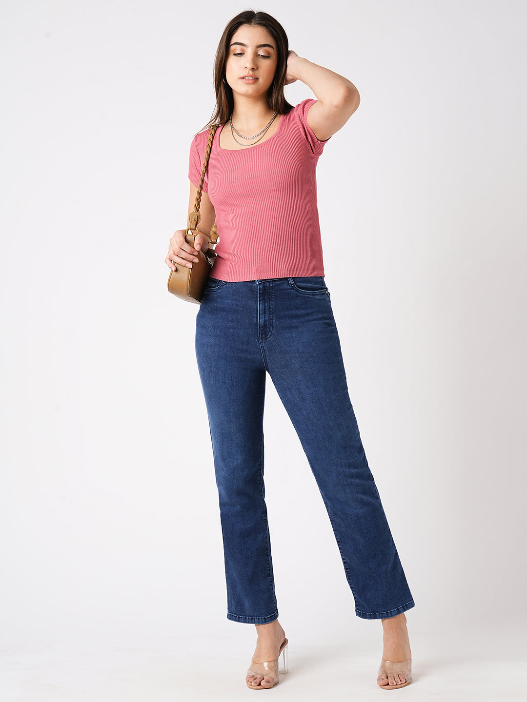Women Blush Pink Flat Knit Top