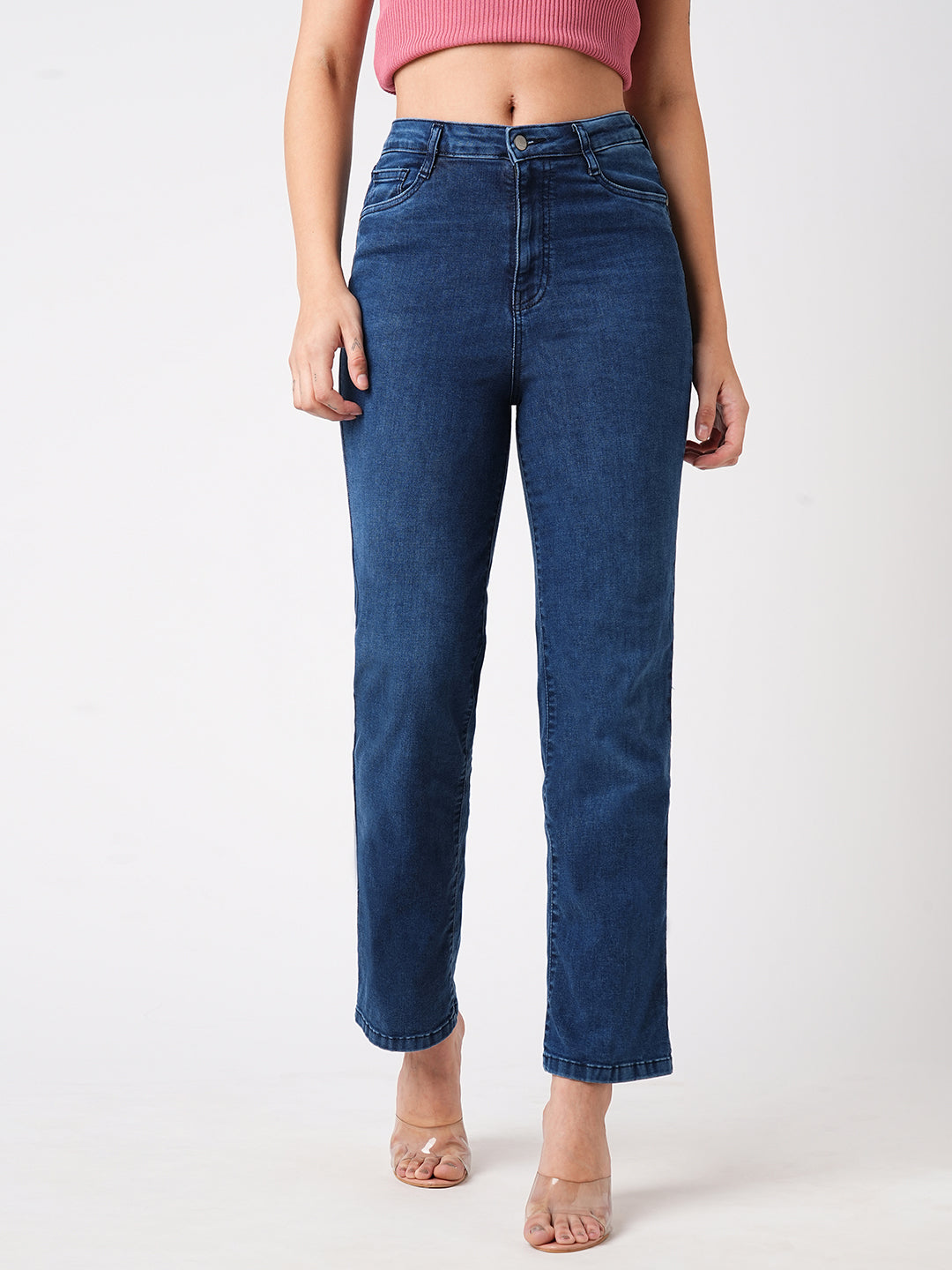 Women High-Rise Loose Straight Fit Jeans