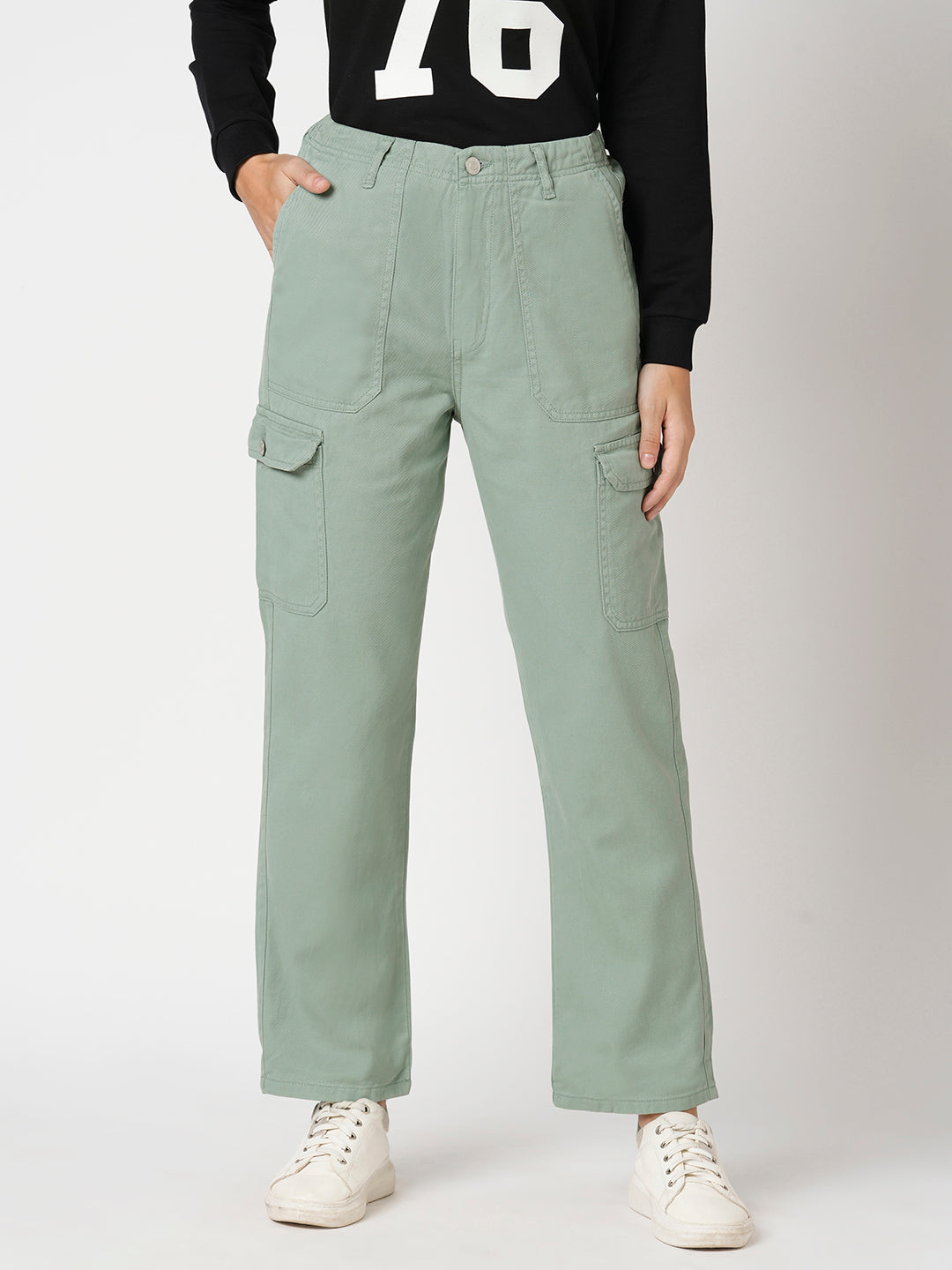 Women Mint Green Mid-Rise Cargo