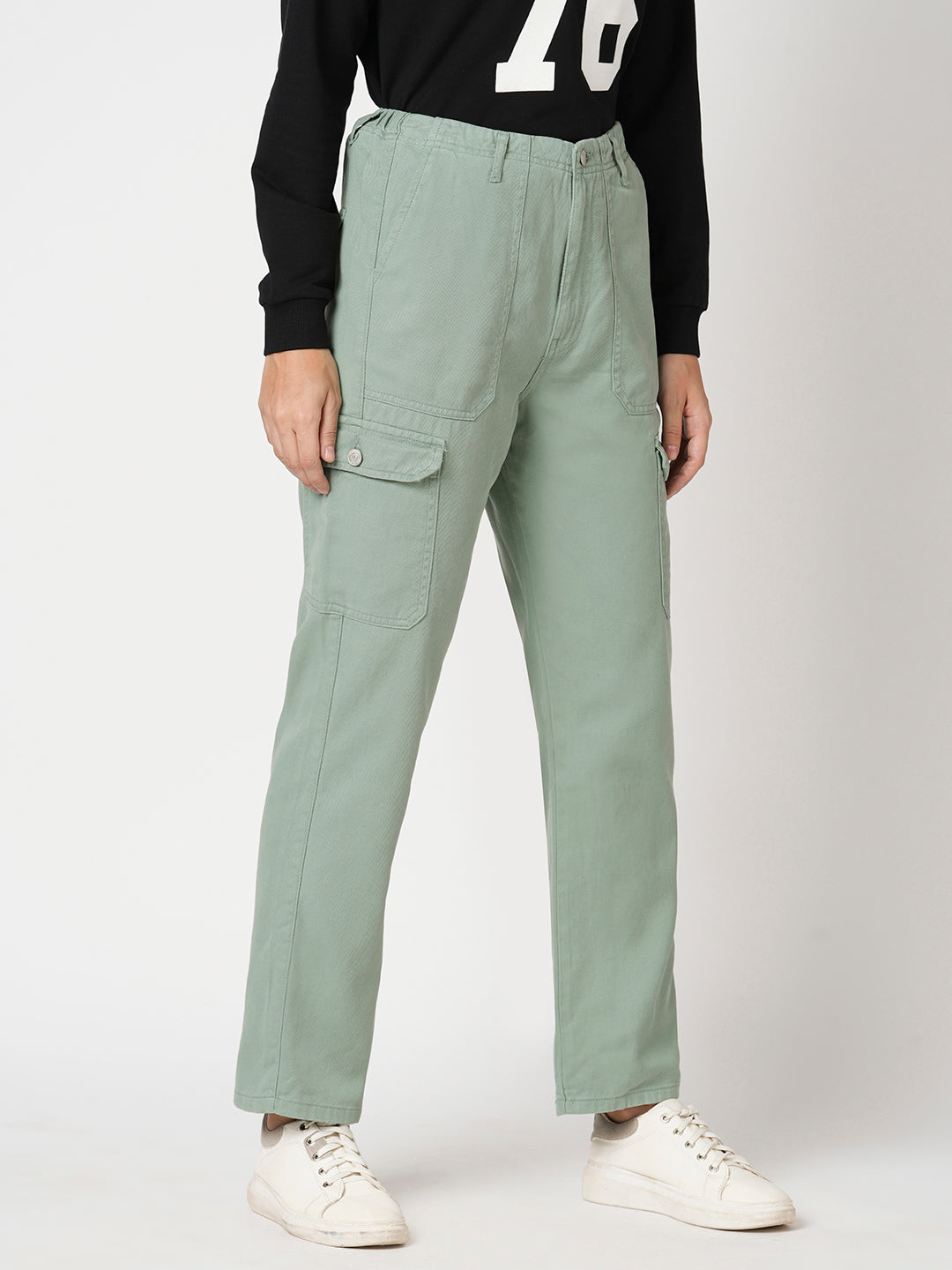 Women Mint Green Mid-Rise Cargo