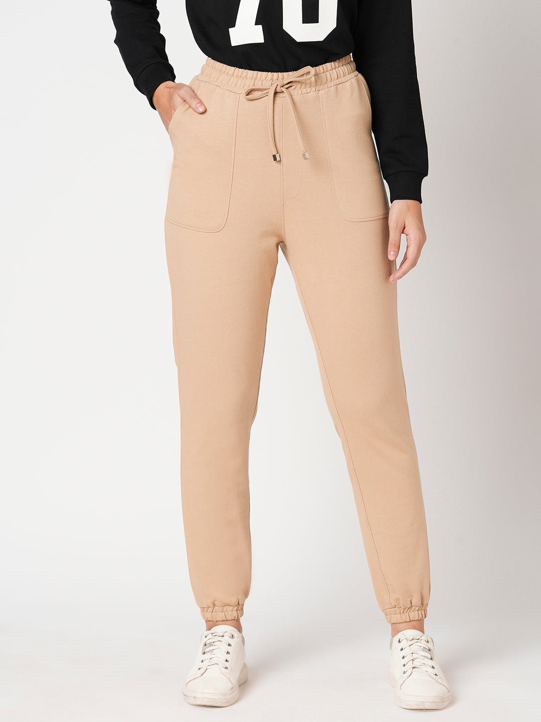 Women Beige High-Rise Jogger