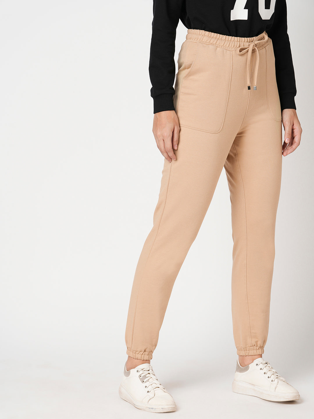 Women Beige High-Rise Jogger