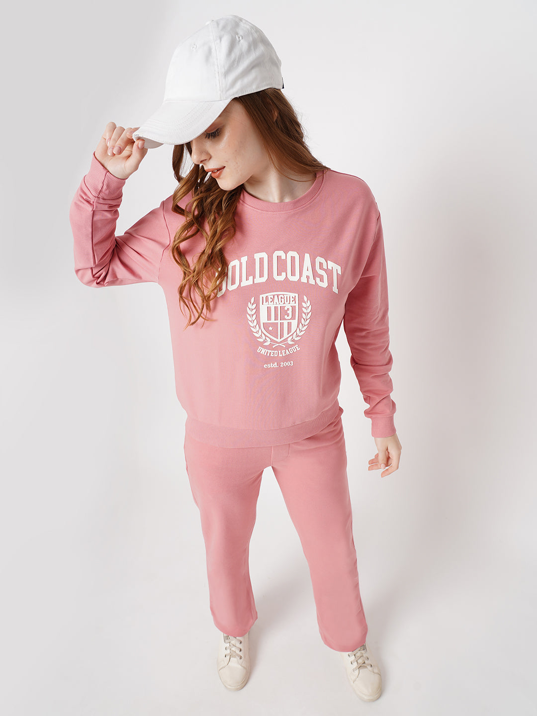 Women Printed Blush Pink Sweatshirt